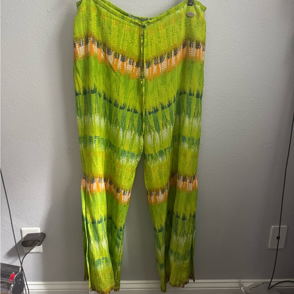 EUC Guy Harvey Green and Yellow Silk Pants Sz XL